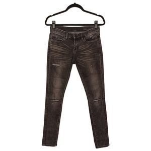 BLANKNYC Black Distressed Whisker Print Skinny Edgy Denim Jeans 26